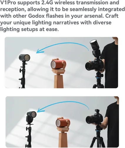 Vista 8 de Godox V1Pro-C TTL Flash para cámaras Canon, 1/8000 HSS 500 flash de potencia completa, tiempo de reciclaje de 1.3s, 2.4G inalámbrico con flash