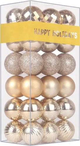 Vista 49 de Esferas pequeñas de Navidad de bronce y dorado de 1.6 pulgadas, adornos para decoración de árbol de Navidad, bolas colgantes inastillables