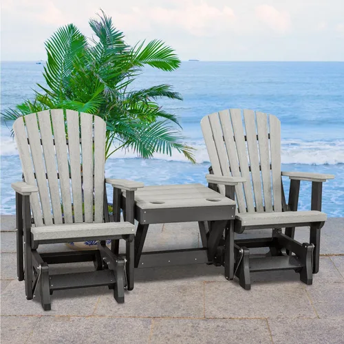 Vista 2 de American Furniture Classics Planeador de mesa central doble, gris claro