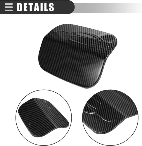 Vista 6 de Motoforti Cubierta de puerta de gas para depósito de combustible, para Dodge Charger 2015-2021, plástico, patrón de fibra de carbono, color negro