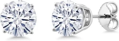 Vista 41 de Gem Stone King Aretes de plata de ley 925 con piedra natal redonda de 0.276 in para mujer