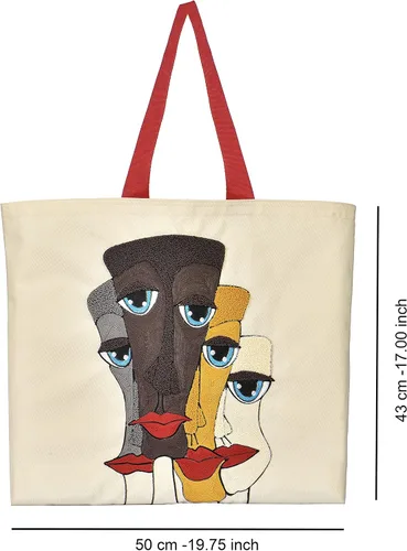 Vista 3 de Generic Mefo - Bolsa de algodón hecha a mano con forro impermeable y alta capacidad de transporte diseño especial grande