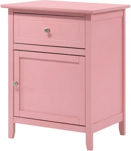 Vista 12 de Glory Furniture Izzy Mesita de noche de madera maciza con 1 cajón/1 puerta, color beige