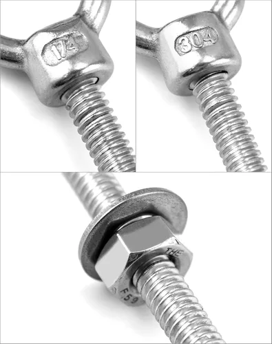 Vista 4 de QWORK Paquete de 25 pernos de ojo roscados de acero inoxidable de grado marino de 1/4 x 3 pulgadas, anillos de elevación con arandelas de tuercas