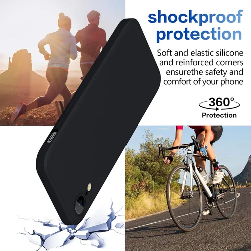 Vista 2 de Funda para iPhone XR de silicona líquida, protección de cuerpo completo, suave antiarañazos para iPhone XR, ajuste delgado, duradero, 6.1 pulgadas