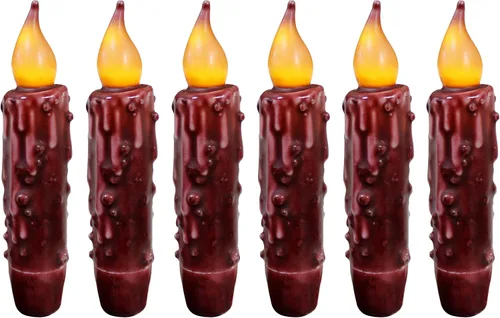 Vista 13 de CVHOMEDECO. Velas de cera real sumergidas a mano con temporizador LED con pilas, velas cónicas sin llama primitivas del país, 4-3/4 pulgadas, negro