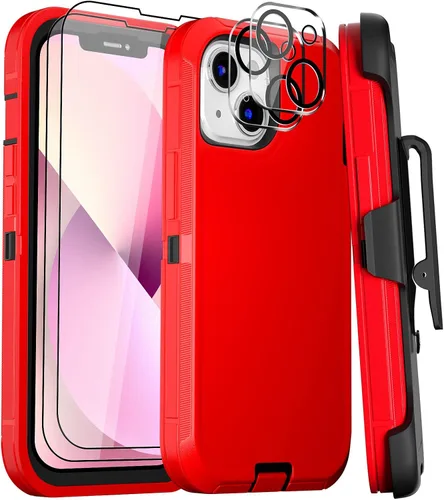 Vista 31 de Funda para iPhone 13 Funda 6.1" con Soporte Plegable y Clip para Cinturón con 2 Protectores de Pantalla + 2 Protectores de Lente de Cámara, Cubierta