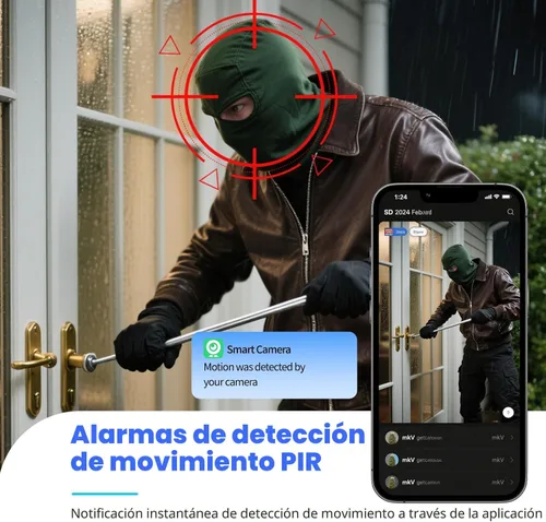 Vista 4 de Cámara inalámbrica pequeña 4K Wifi Cámara de seguridad Mini cámara para interiores y exteriores, cámara portátil inteligente para perros y mascotas