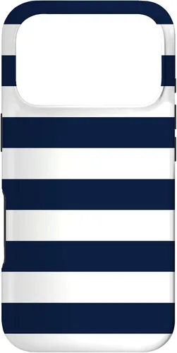 Vista 30 de Azul marino blanco rayas geométricas femeninas rayas preppy rayas caso para iPhone 17