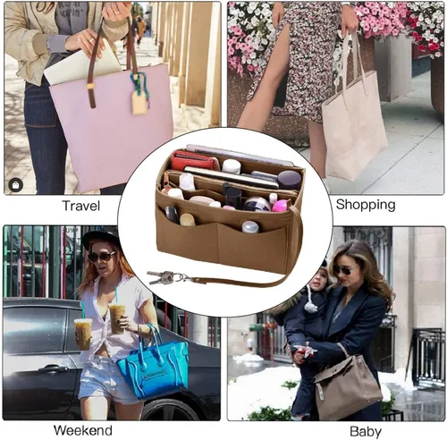 Vista 7 de ZTUJO - Organizador de bolsos de fieltro con cremallera metálica que se adapta a bolsos de mano y tote, especialmente diseñado para bolsos Speedy