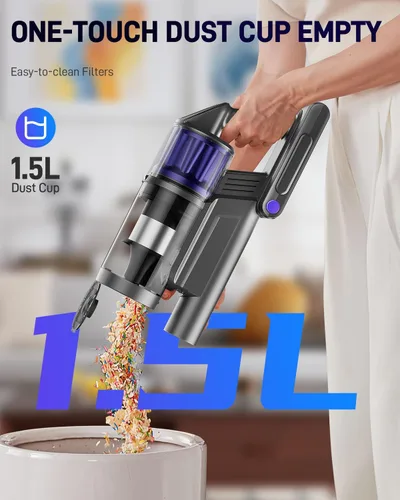 Vista 7 de Aspiradora Inalámbrica, Aspiradoras para el Hogar, 45KPA 550W Palo Portátil de Mano 60 Minutos de Duración Batería Recargable para Pelo de Mascotas