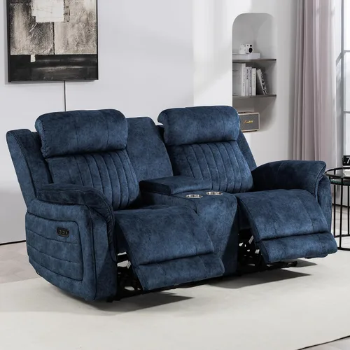 Vista 15 de Zero Gravity - Sofá biplaza reclinable eléctrico con reposacabezas ajustable, sofá reclinable eléctrico con consola, sofá reclinable eléctrico