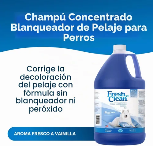 Vista 2 de Pet-Ag Fresh 'n Clean - Champú blanqueador de capa nevada, aroma a vainilla (concentrado 15:1), 1 galón, fórmula sin blanqueador para corregir
