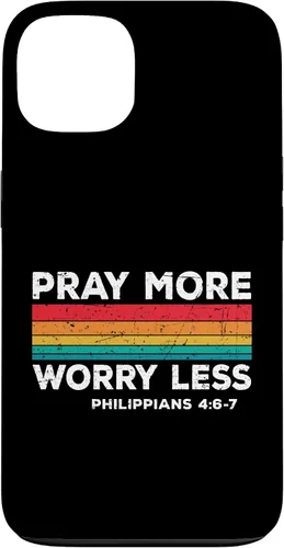 Vista 7 de iPhone 16 Faith Christians God Jesus Pray more worry less Case