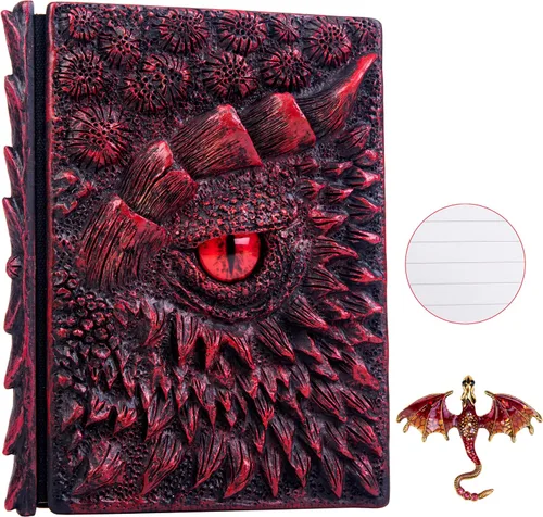 Vista 21 de Diario 3D en relieve de ojo de dragón en relieve, cuaderno grabado de resina, cuaderno Dnd para los amantes de los dragones, papel en blanco, bloc