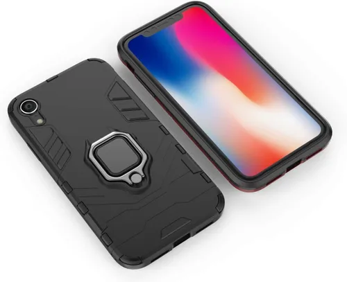 Vista 3 de LuluMain Compatible con iPhone XR, soporte de anillo de metal, a prueba de golpes, carcasa rígida (funciona con soporte magnético para automóvil)