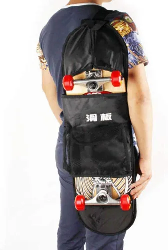 Vista 4 de Alomejor Mochila para monopatín, plegable, ajustable, bolsa de hombro para patineta, bolsa de transporte de longboard