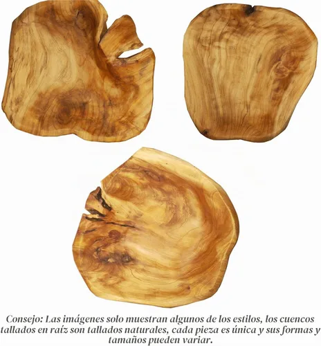 Vista 5 de Cuenco de madera (12 a 14 pulgadas), cuencos de raíz naturales hechos a mano, cuencos de ensalada de frutas, cuencos de madera creativos, cada pieza