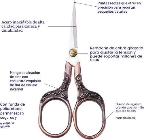 Vista 7 de Tijeras pequeñas y afiladas para cortar cabello, barba, cejas, nariz, vello facial, belleza Tijeras de corte de costura para bordado, tela