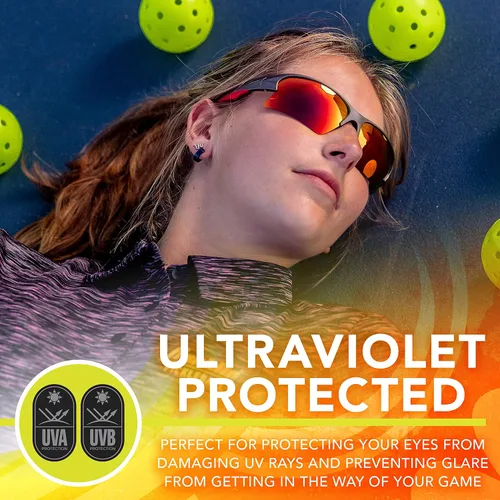 Vista 3 de Franklin Sports Pickleball Sunglasses - All Sport UV Glasses for Tennis, Pickleball, Cycling, Rowing + More - Athletic Shades with Headband + Carry