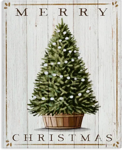Vista 10 de Stupell Industries Patrón rústico de árbol de granja de campo de Feliz Navidad