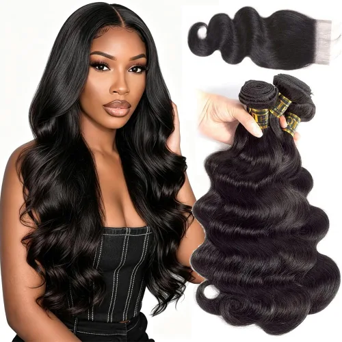 Vista 32 de QTHAIR Extensiones de cabello humano brasileño ondulado de grado 18A #613 con cierre de encaje HD 4x4