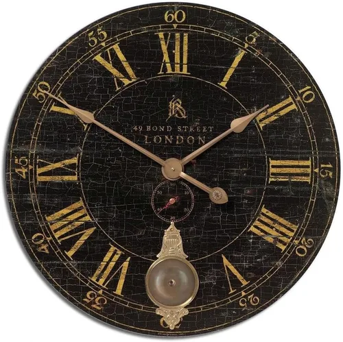 Vista 4 de Uttermost Bond Street - Reloj de pared redondo de péndulo negro de 30 pulgadas de ancho