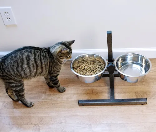 Vista 8 de Iconic Pet Comedor doble ajustable H-Design – Base de goma antideslizante sin ruido estable soporte de comida para perros con cuencos elevados