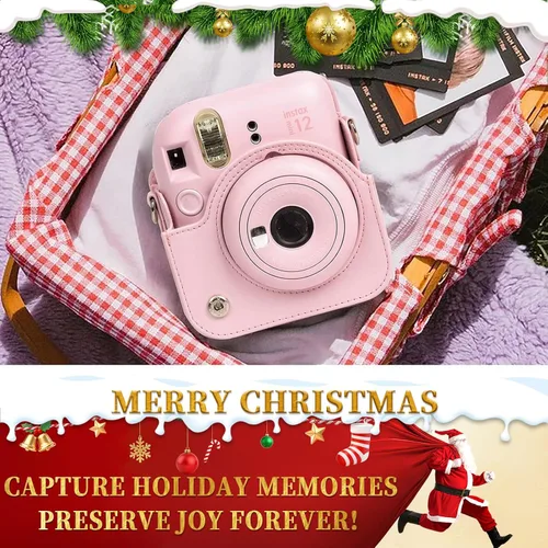 Vista 2 de CAIYOULE Camera Case for Fujifilm Instax Mini 12 Instant Film Camera Blossom rosado