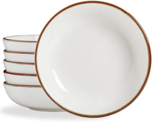 Vista 9 de ONEMORE Cuencos para pasta de porcelana de 30 onzas, cuencos poco profundos para pasta, juego de 4 platos poco profundos, aptos para microondas
