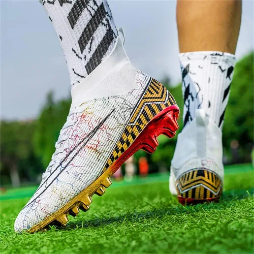 Vista 5 de KAEAEILSS Botas de fútbol para hombre, zapatos de fútbol, zapatos de punta, zapatos cómodos para adultos, atléticas, al aire libre