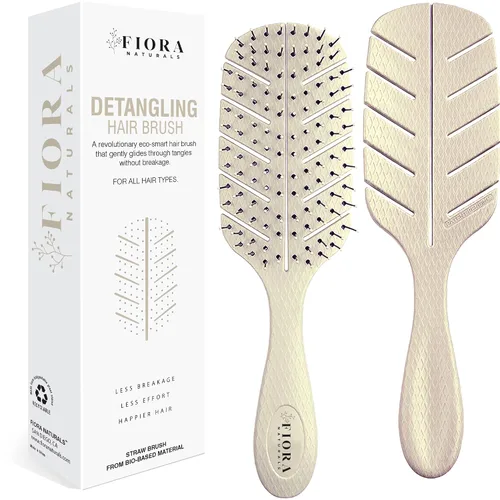 Vista 11 de Cepillo Desenredante de Fiora Naturals - Cepillo desenredante 100% ecológico con cerdas ultrasuaves - Se desliza a través de los enredos