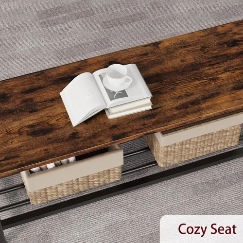 Vista 5 de IDEALHOUSE Juego de mesa de comedor para 4, mesa de cocina y 2 sillas con banco de almacenamiento, juego de mesa de cocina rectangular de 47.2