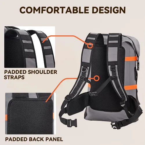 Vista 7 de HEETA Paquete de 2 riñoneras impermeables (negro y gris) con bolsas secas impermeables (negro, 40L)