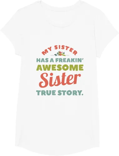 Vista 23 de Camiseta My Sister Has A Freakin Awesome Sister True Story, Negro, S