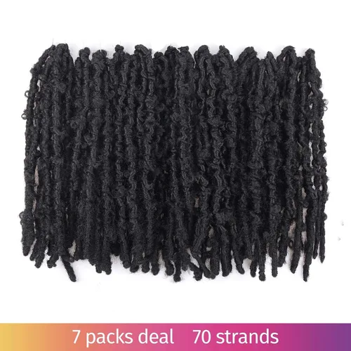 Vista 6 de Toyotress Butterfly Locs - Cabello de ganchillo de 8 pulgadas, 7 piezas de trenzas de ganchillo desgastadas pretrenzadas, color negro natural