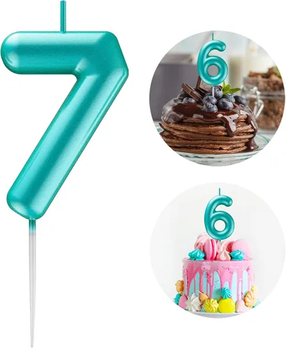 Vista 22 de Vela Azul Número 15 de Cumpleaños Velas 3D de Número para Pastel de Cumpleaños Decoración de Fiesta de Cumpleaños Suministros para Boda