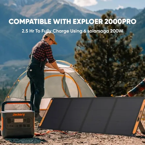 Vista 6 de Jackery SolarSaga - Panel solar portátil de 200 W, paneles solares bifaciales plegables IP68, compatible con la estación de energía Jackery Explorer
