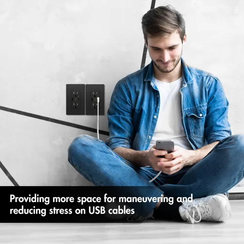 Vista 7 de Micmi Toma USB con enchufe C + A de pared dual de alta velocidad inteligente con capacidad de carga rápida de 4.8 A, 15 amperios y 125 voltios