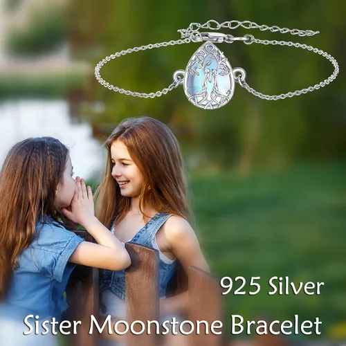 Vista 3 de YFN Pulsera de plata de ley con el árbol de la vida para hermana, regalo de cumpleaños para hermanas (pulsera de plata de hermana)
