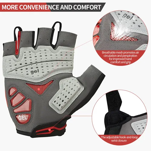 Vista 3 de Souke Sports Guantes de ciclismo para hombre con almohadillas de gel, guantes de bicicleta de medio dedo, ligeros, antideslizantes, absorben