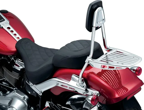 Vista 6 de Kuryakyn 6587 Accesorio de motocicleta: Sissy Bar para motocicletas Harley Davidson Softail 2018-2020 con almohadilla de respaldo acolchada, cromo