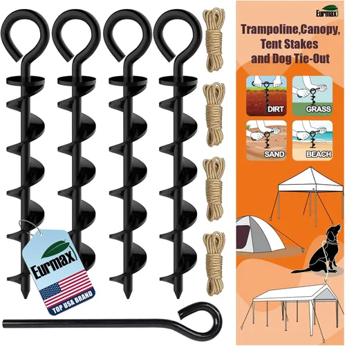 Vista 20 de Anclajes de suelo Eurmax USA Anclajes de trampolines con tornillo para vientos fuertes Estacas de tienda de campaña de alta resistencia Anclajes
