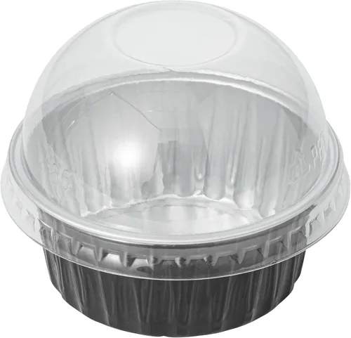 Vista 15 de Restaurantware Ramequines desechables de 4.2 onzas con tapas, 100 vasos desechables redondos de crema brulee, tapas de cúpula aptas para horno, Negro