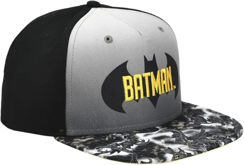 Vista 5 de Bioworld Batman Logo Gorra Snapback Negro y Gris para Niños, Negro, L