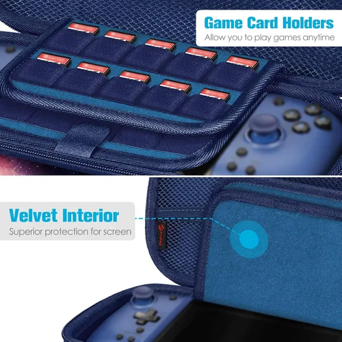 Vista 2 de Fintie Carrying Case for Hori Nintendo Switch Split Pad Pro Controller - Shockproof Protective Cover Travel Bag w30 Game Card Slots, Compatible with
