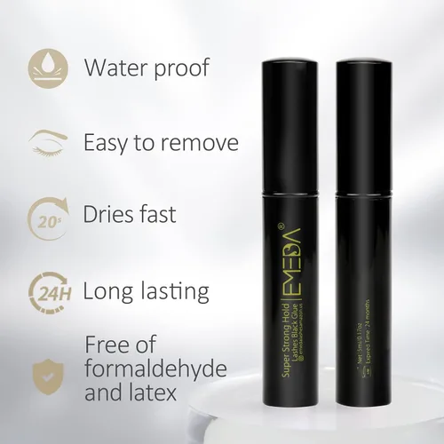 Vista 3 de EMEDA Pegamento de pestañas postizas sin látex, pegamento de pestañas postizas de larga duración, impermeable, 24 horas, adhesivo de pestañas