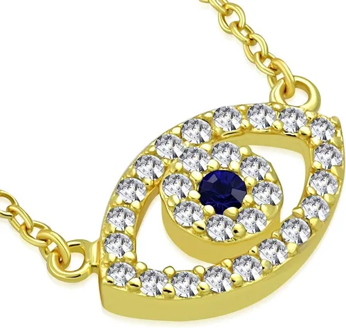 Vista 5 de Collar con colgante CZ mal de ojo azul blanco de plata de ley 925