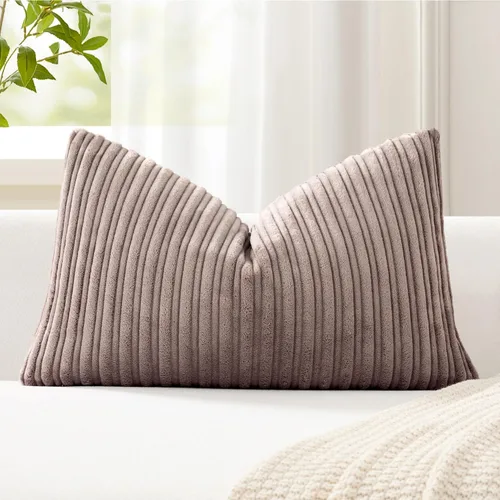Vista 12 de Kevin Textile - Fundas de almohada de pana a rayas de 16 x 16 pulgadas, paquete de 2, color rosa bebé