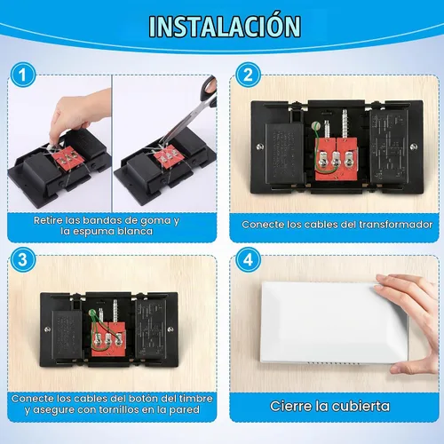 Vista 6 de Timbre de puerta con cable, 16 V 10 VA campana de puerta delantera y trasera, estilo clásico
